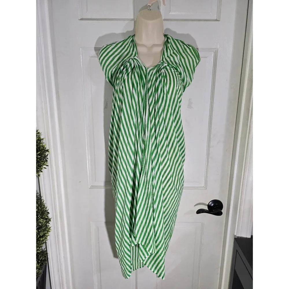 J. Crew Green White Striped Convertible Beach Sarong Halter Dress XS